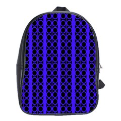 Circles Lines Black Blue School Bag (xl) by BrightVibesDesign