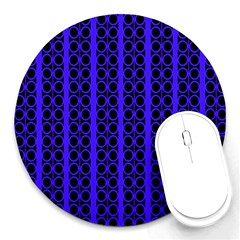 Circles Lines Black Blue Round Mousepads by BrightVibesDesign