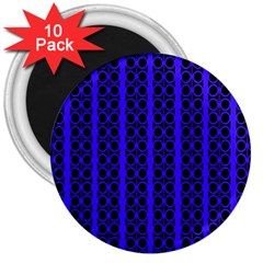 Circles Lines Black Blue 3  Magnets (10 Pack)  by BrightVibesDesign