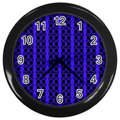 Circles Lines Black Blue Wall Clock (black) by BrightVibesDesign