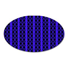 Circles Lines Black Blue Oval Magnet by BrightVibesDesign