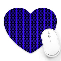 Circles Lines Black Blue Heart Mousepads by BrightVibesDesign