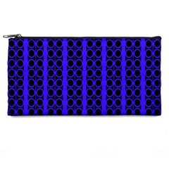 Circles Lines Black Blue Pencil Cases by BrightVibesDesign