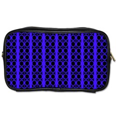 Circles Lines Black Blue Toiletries Bag (one Side) by BrightVibesDesign