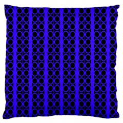 Circles Lines Black Blue Large Cushion Case (two Sides) by BrightVibesDesign