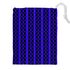 Circles Lines Black Blue Drawstring Pouch (5xl) by BrightVibesDesign