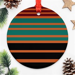 Black Stripes Orange Brown Teal Ornament (round) by BrightVibesDesign