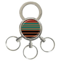 Black Stripes Orange Brown Teal 3-ring Key Chain by BrightVibesDesign