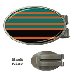 Black Stripes Orange Brown Teal Money Clips (oval) 