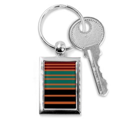 Black Stripes Orange Brown Teal Key Chain (rectangle) by BrightVibesDesign