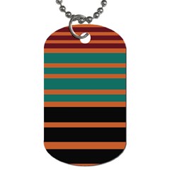 Black Stripes Orange Brown Teal Dog Tag (one Side) by BrightVibesDesign