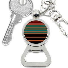 Black Stripes Orange Brown Teal Bottle Opener Key Chain by BrightVibesDesign