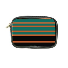 Black Stripes Orange Brown Teal Coin Purse by BrightVibesDesign