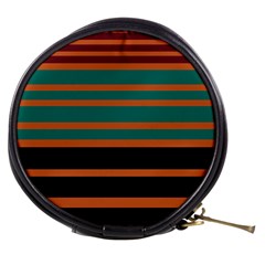 Black Stripes Orange Brown Teal Mini Makeup Bag by BrightVibesDesign