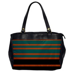 Black Stripes Orange Brown Teal Oversize Office Handbag by BrightVibesDesign