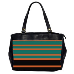 Black Stripes Orange Brown Teal Oversize Office Handbag (2 Sides) by BrightVibesDesign