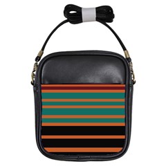 Black Stripes Orange Brown Teal Girls Sling Bag by BrightVibesDesign