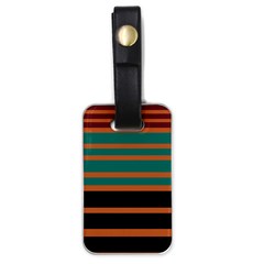 Black Stripes Orange Brown Teal Luggage Tag (one Side) by BrightVibesDesign