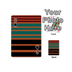 Black Stripes Orange Brown Teal Playing Cards 54 Designs (mini) by BrightVibesDesign