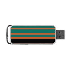 Black Stripes Orange Brown Teal Portable Usb Flash (two Sides) by BrightVibesDesign