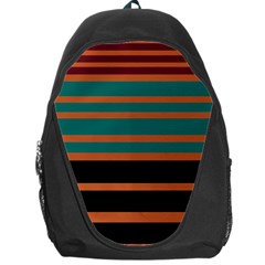 Black Stripes Orange Brown Teal Backpack Bag by BrightVibesDesign