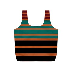 Black Stripes Orange Brown Teal Full Print Recycle Bag (s) by BrightVibesDesign