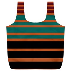 Black Stripes Orange Brown Teal Full Print Recycle Bag (xl) by BrightVibesDesign