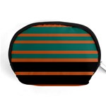 Black Stripes Orange Brown Teal Accessory Pouch (Medium) Front