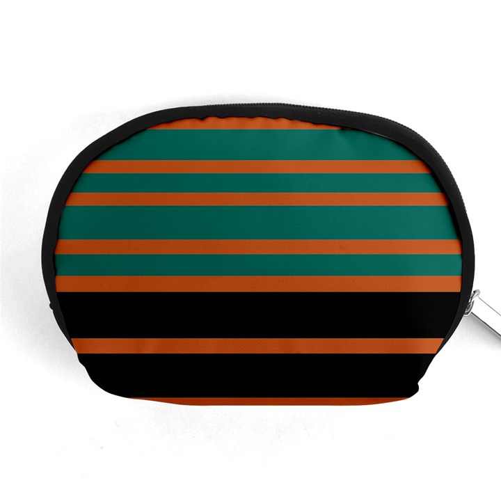 Black Stripes Orange Brown Teal Accessory Pouch (Medium)