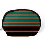 Black Stripes Orange Brown Teal Accessory Pouch (Medium) Back