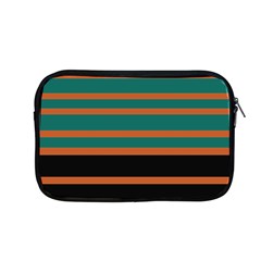 Black Stripes Orange Brown Teal Apple Macbook Pro 13  Zipper Case by BrightVibesDesign