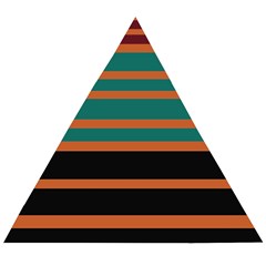 Black Stripes Orange Brown Teal Wooden Puzzle Triangle by BrightVibesDesign