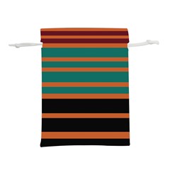 Black Stripes Orange Brown Teal Lightweight Drawstring Pouch (s) by BrightVibesDesign