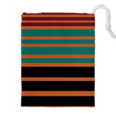 Black Stripes Orange Brown Teal Drawstring Pouch (5xl)