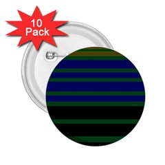 Black Stripes Green Olive Blue 2 25  Buttons (10 Pack)  by BrightVibesDesign