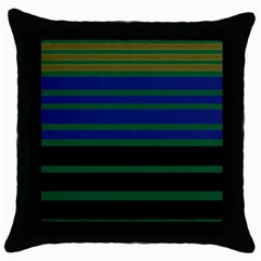 Black Stripes Green Olive Blue Throw Pillow Case (black) by BrightVibesDesign