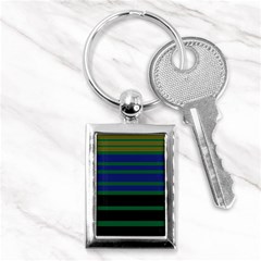 Black Stripes Green Olive Blue Key Chain (rectangle) by BrightVibesDesign