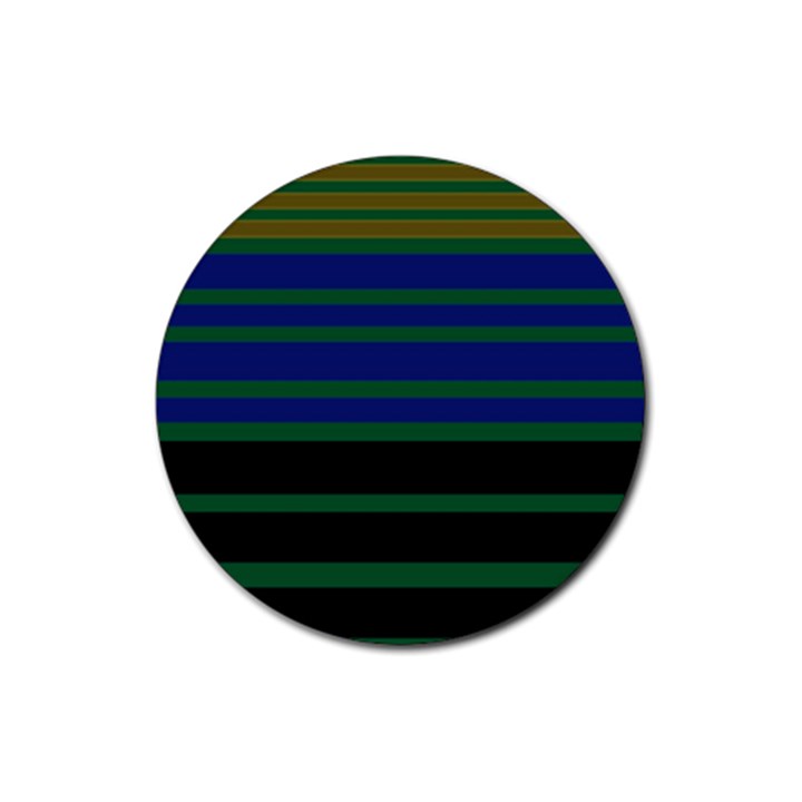 Black Stripes Green Olive Blue Rubber Round Coaster (4 pack) 