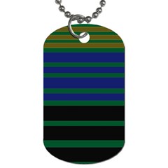 Black Stripes Green Olive Blue Dog Tag (one Side) by BrightVibesDesign