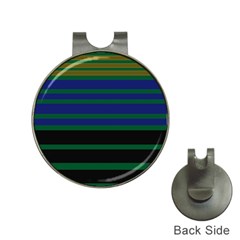 Black Stripes Green Olive Blue Hat Clips With Golf Markers by BrightVibesDesign