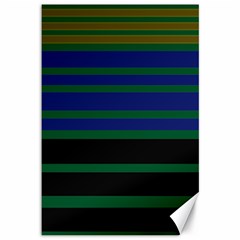 Black Stripes Green Olive Blue Canvas 12  X 18  by BrightVibesDesign