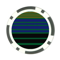 Black Stripes Green Olive Blue Poker Chip Card Guard by BrightVibesDesign