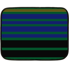 Black Stripes Green Olive Blue Fleece Blanket (mini) by BrightVibesDesign