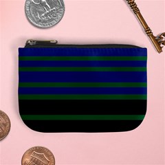 Black Stripes Green Olive Blue Mini Coin Purse by BrightVibesDesign