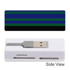 Black Stripes Green Olive Blue Memory Card Reader (stick) by BrightVibesDesign