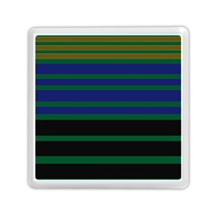 Black Stripes Green Olive Blue Memory Card Reader (square) by BrightVibesDesign