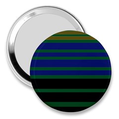 Black Stripes Green Olive Blue 3  Handbag Mirrors by BrightVibesDesign