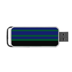 Black Stripes Green Olive Blue Portable Usb Flash (one Side) by BrightVibesDesign