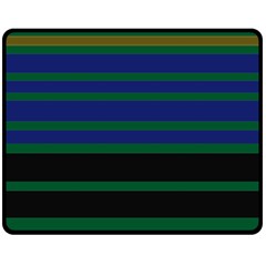 Black Stripes Green Olive Blue Double Sided Fleece Blanket (medium)  by BrightVibesDesign