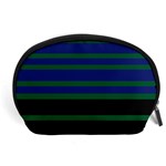 Black Stripes Green Olive Blue Accessory Pouch (Large) Front